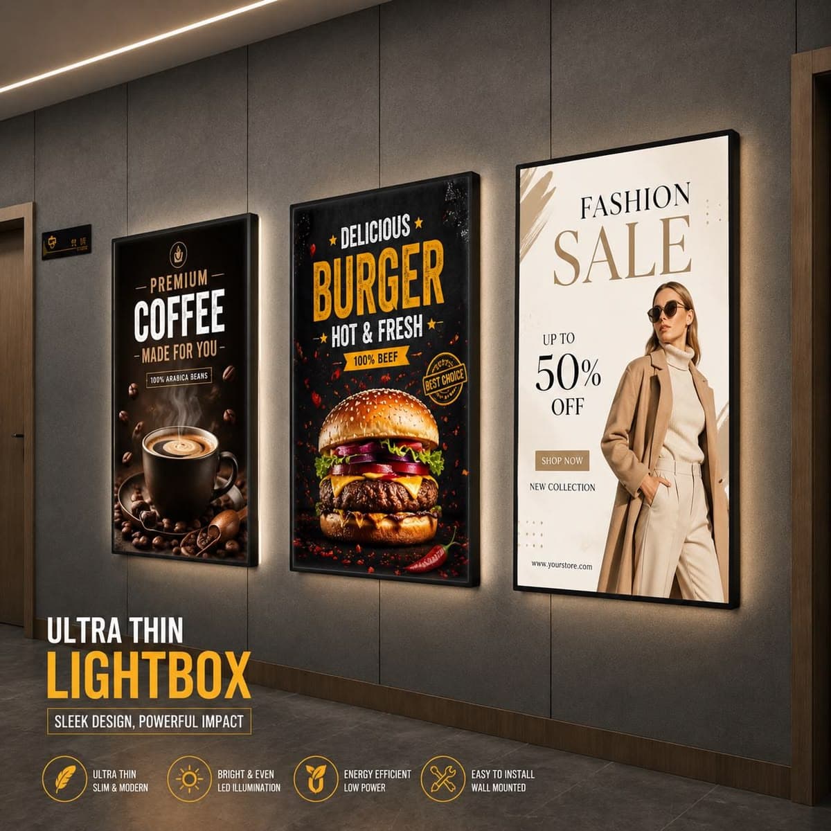 Retail ultra-thin slim LED lightbox display